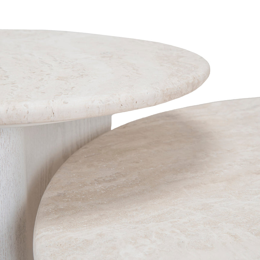 Nested Travertine Coffee Table - White - View 17