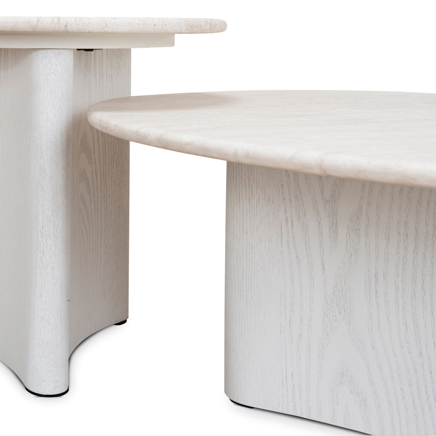 Nested Travertine Coffee Table - White - View 25