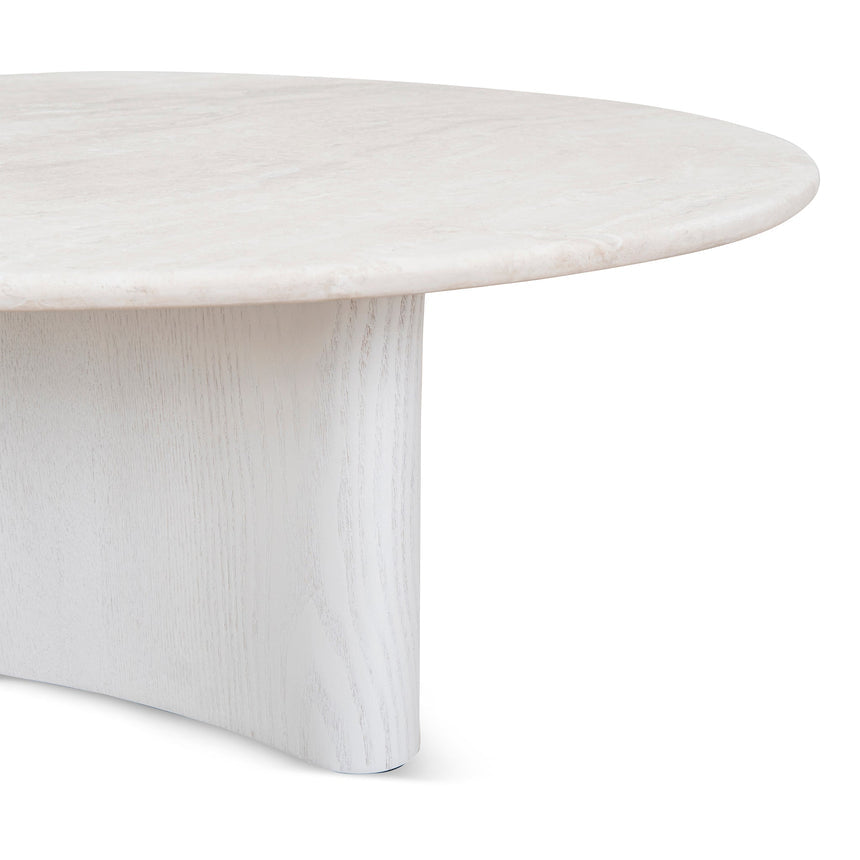 Nested Travertine Coffee Table - White - View 22