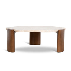 100cm Travertine Coffee Table | Walnut | Myka Home