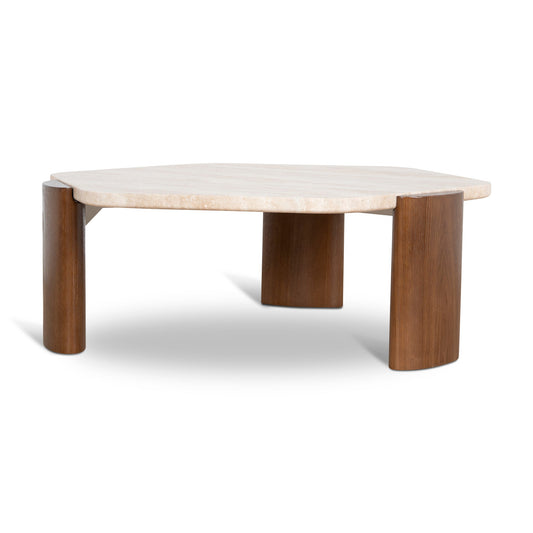 100cm Travertine Coffee Table | Walnut | Myka Home