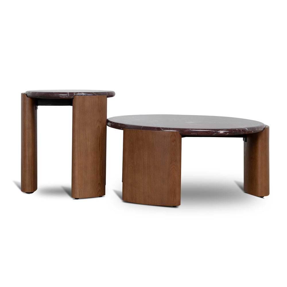 Nested Rosso Levanto Marble Coffee Table | Walnut | Myka Home - View 2