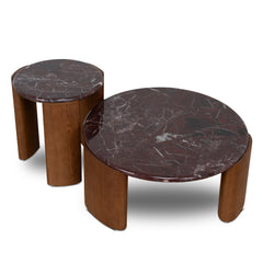 Nested Rosso Levanto Marble Coffee Table | Walnut | Myka Home