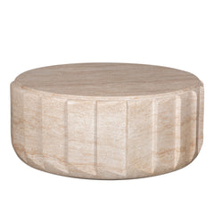 90cm Round Coffee Table | Light Travertine Look | Myka Home