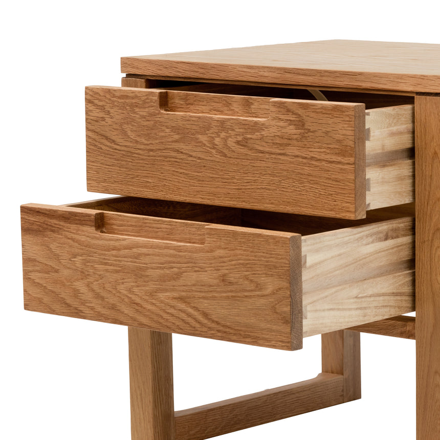 2 Drawer Wooden Bedside Table - Natural Oak - View 4