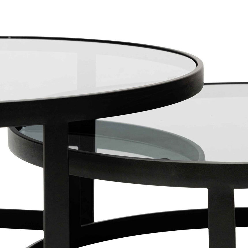 Nested Grey Glass Coffee Table - Black Base - View 7