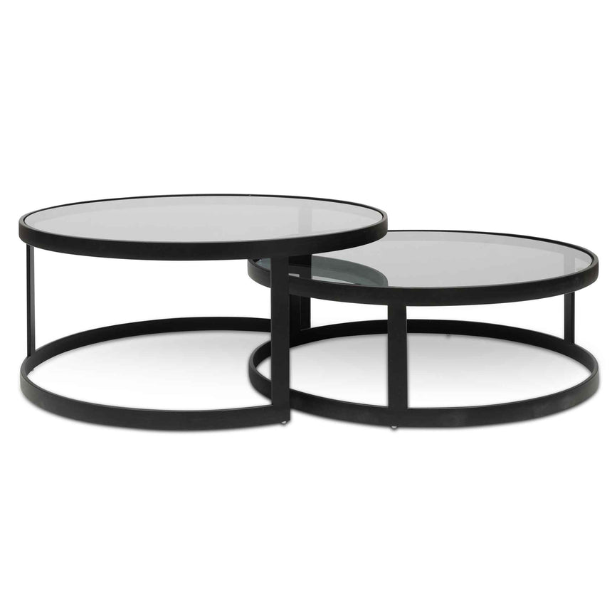 Nested Grey Glass Coffee Table - Black Base - View 3