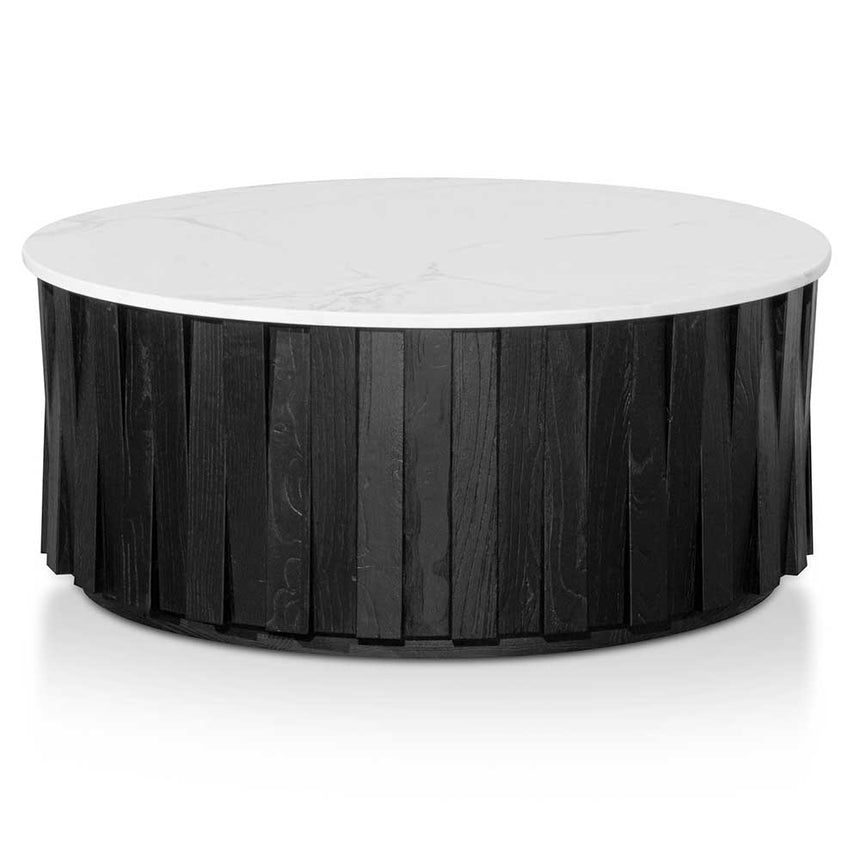 Porcelain Round marble Coffee Table - Black - View 6