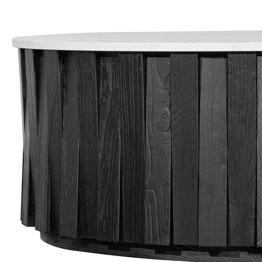 Porcelain Round marble Coffee Table - Black - View 5