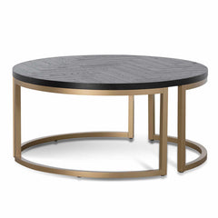 CCF6732-VN Round Coffee Table - Peppercorn and Brass