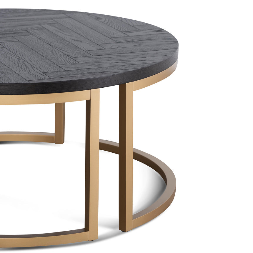 Round Coffee Table - Peppercorn and Brass - View 4
