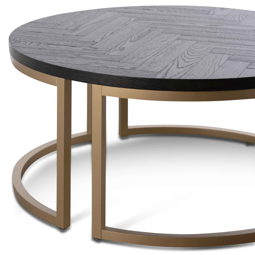 Round Coffee Table - Peppercorn and Brass - View 5
