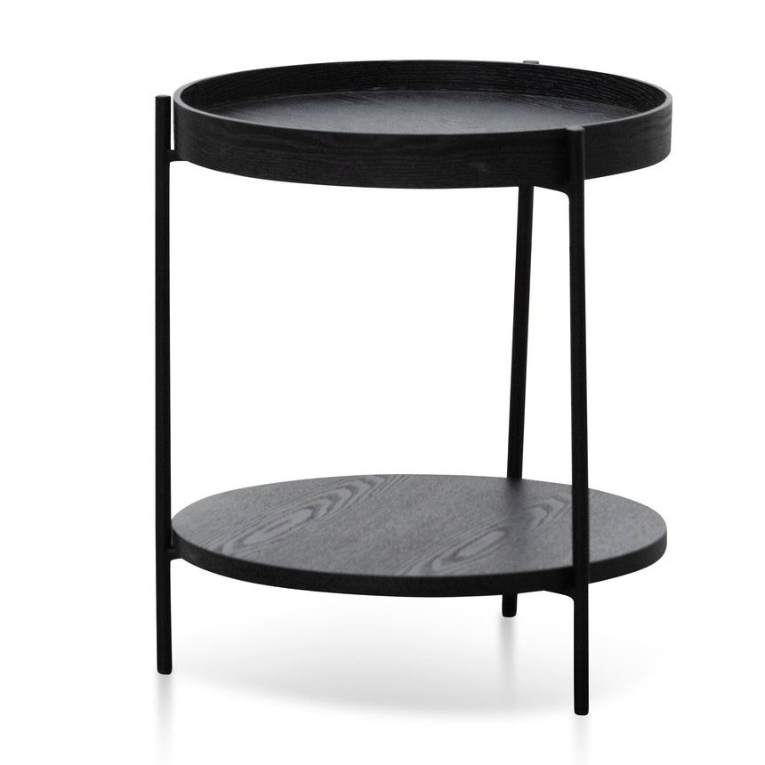 44cm Round Side Table - Full Black