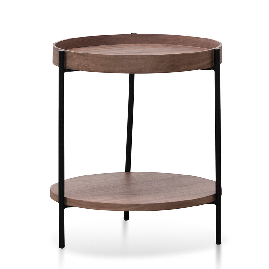 44cm Round Side Table - Walnut - View 2