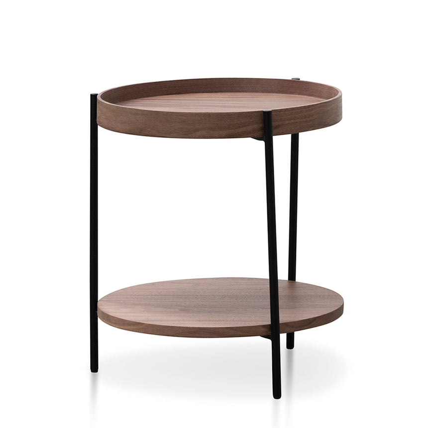 44cm Round Side Table - Walnut - View 3