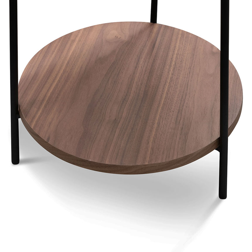 44cm Round Side Table - Walnut - View 7
