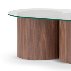 CCF8038-DW 1.4m Oval Glass Coffee Table - Walnut