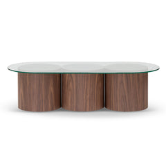 CCF8038-DW 1.4m Oval Glass Coffee Table - Walnut