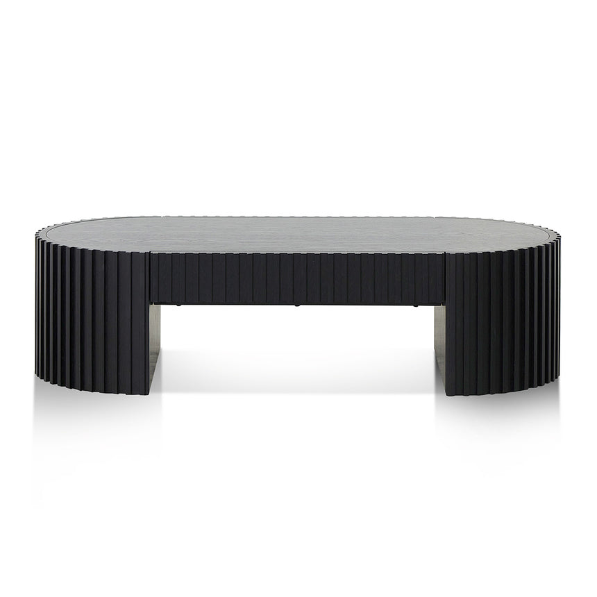 1.3m Oval Coffee Table - Full Black Oak - View 2