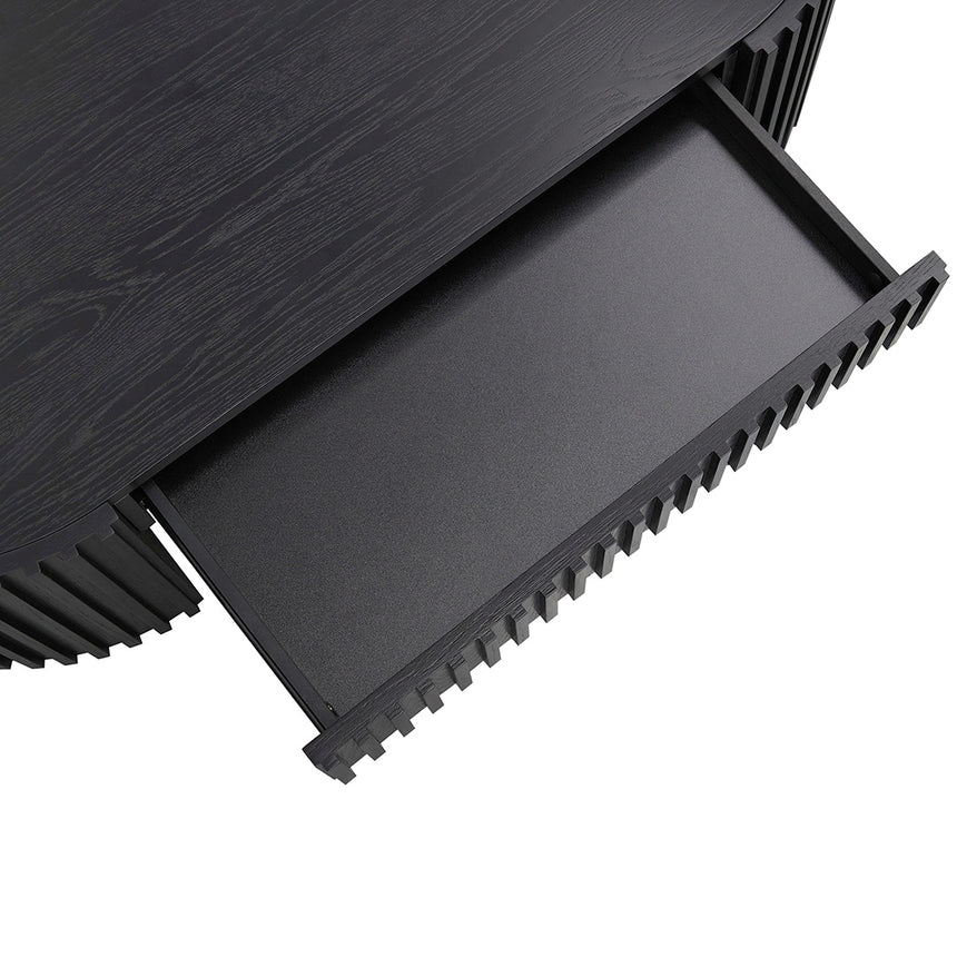 1.3m Oval Coffee Table - Full Black Oak - View 7