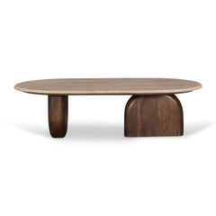 CCF8716-RB 1.2m Travertine Top Oval Coffee Table - Walnut