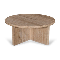 Ex Display - CCF8727-RB 90cm Travertine Top Round Coffee Table