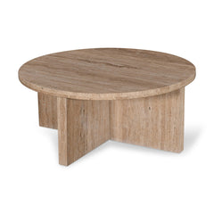 Ex Display - CCF8727-RB 90cm Travertine Top Round Coffee Table