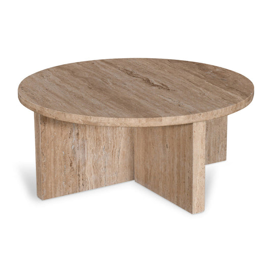 Ex Display - CCF8727-RB 90cm Travertine Top Round Coffee Table