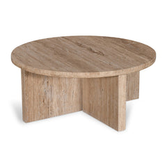 Ex Display - CCF8727-RB 90cm Travertine Top Round Coffee Table