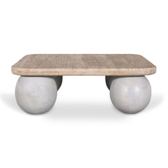 CCF8735-RB 90cm Travertine Top Coffee Table - White