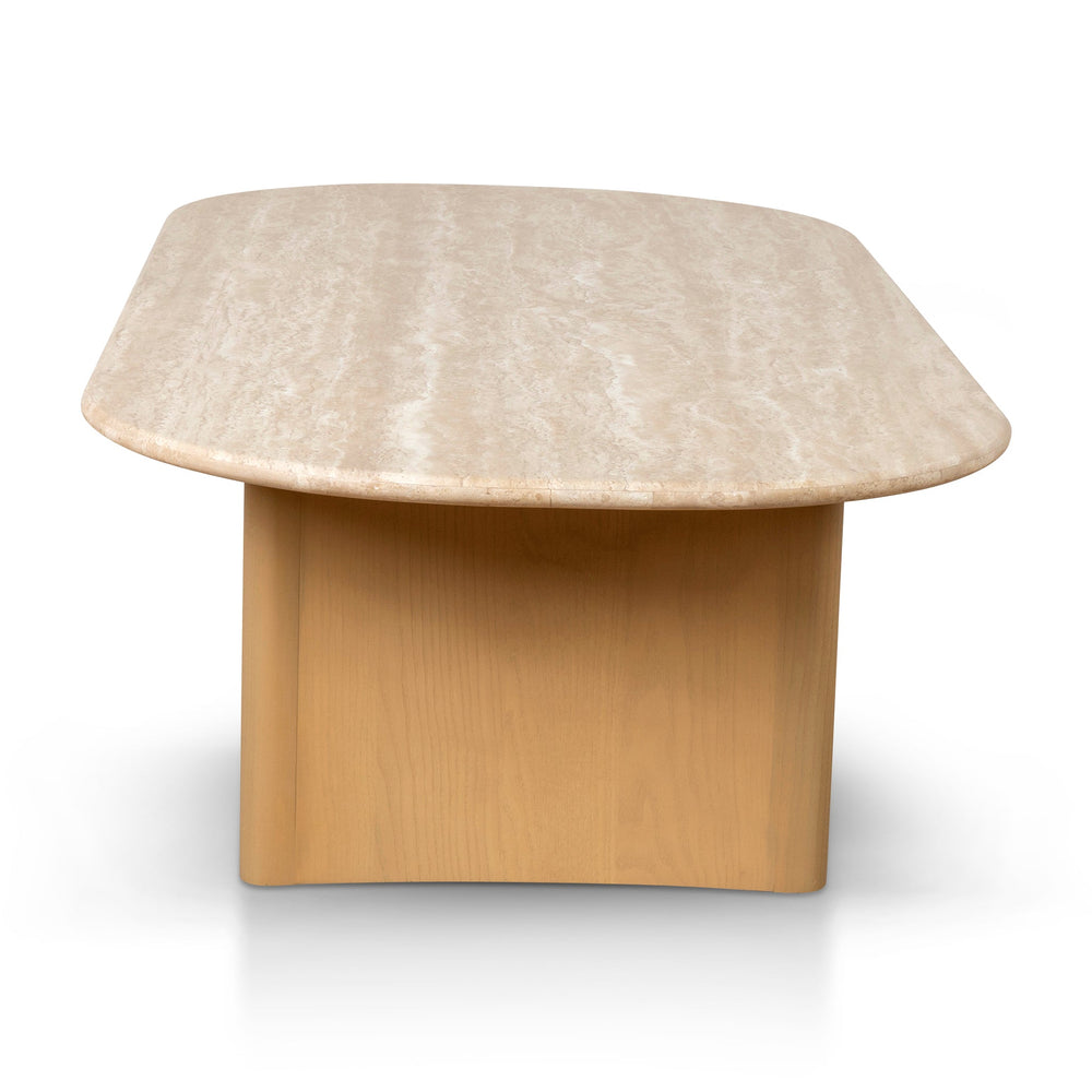 1.5m Travertine Top Coffee Table - Creme Ash - View 3