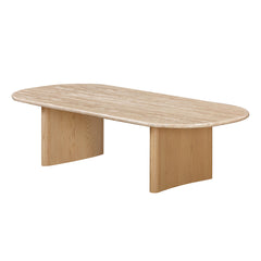 CCF8739-KK 1.5m Travertine Top Coffee Table - Creme Ash
