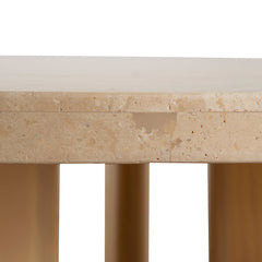 CCF8743-KK Travertine Top Round Nested Table - Creme Ash