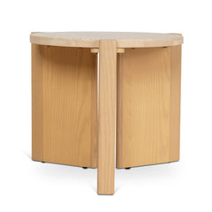 CCF8743-KK Travertine Top Round Nested Table - Creme Ash