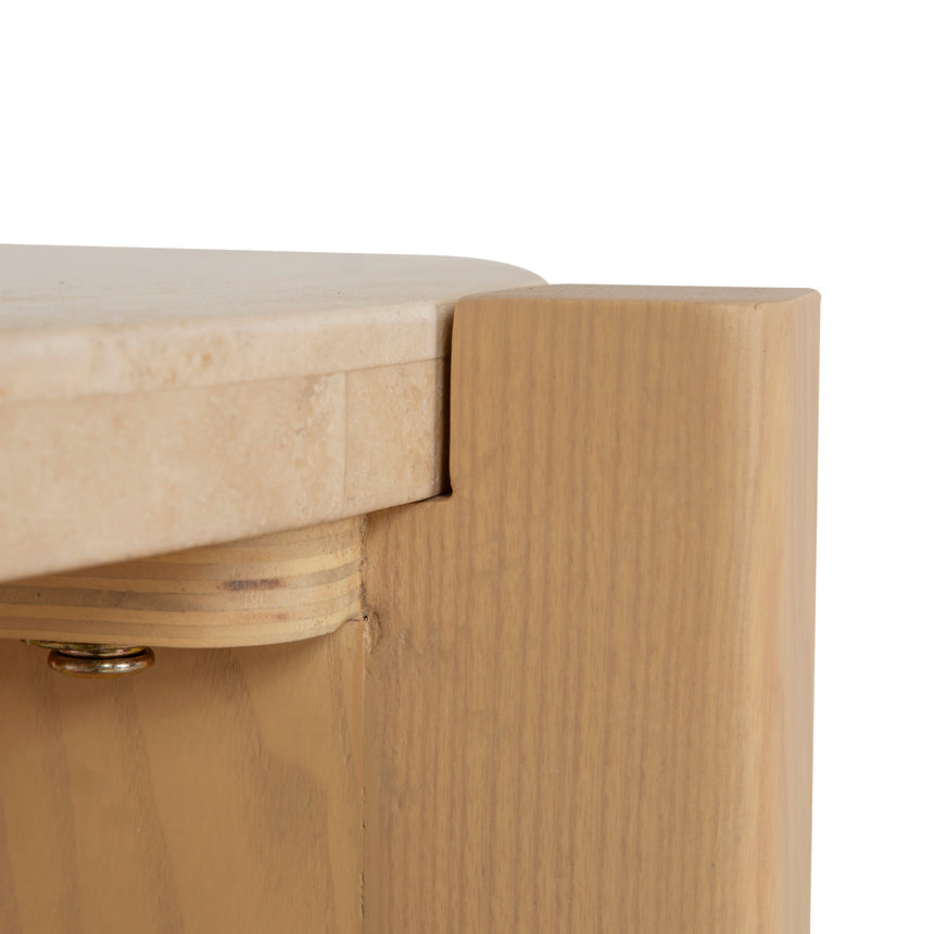 Travertine Top Round Nested Table - Creme Ash - View 17