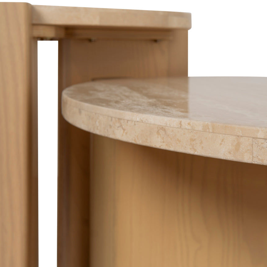 Travertine Top Round Nested Table - Creme Ash - View 10