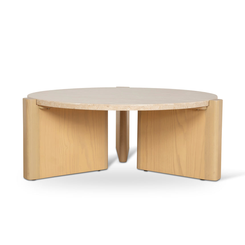 Travertine Top Round Nested Table - Creme Ash - View 4