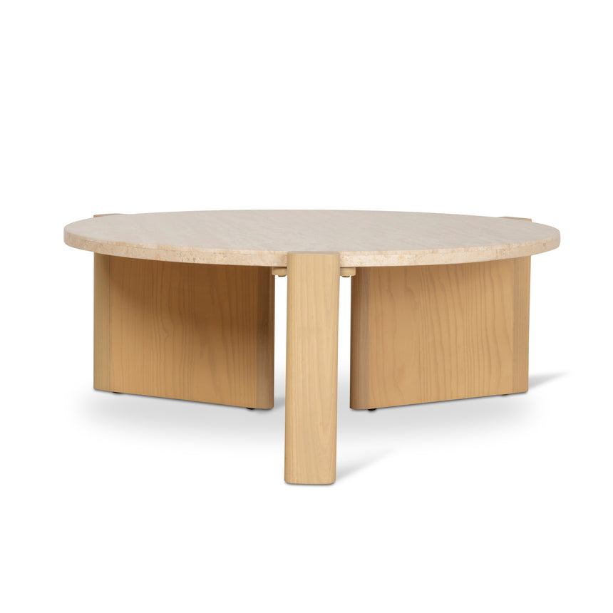 Travertine Top Round Nested Table - Creme Ash - View 5