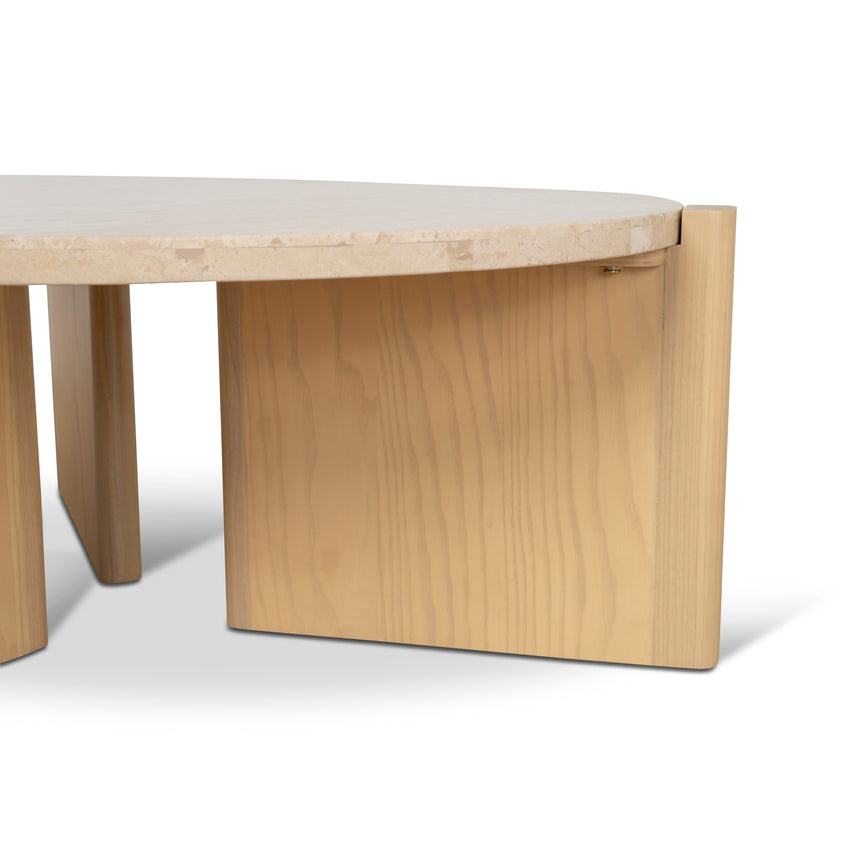 Travertine Top Round Nested Table - Creme Ash - View 11