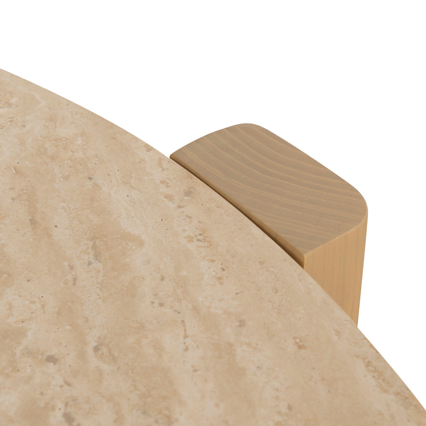Travertine Top Round Nested Table - Creme Ash - View 12