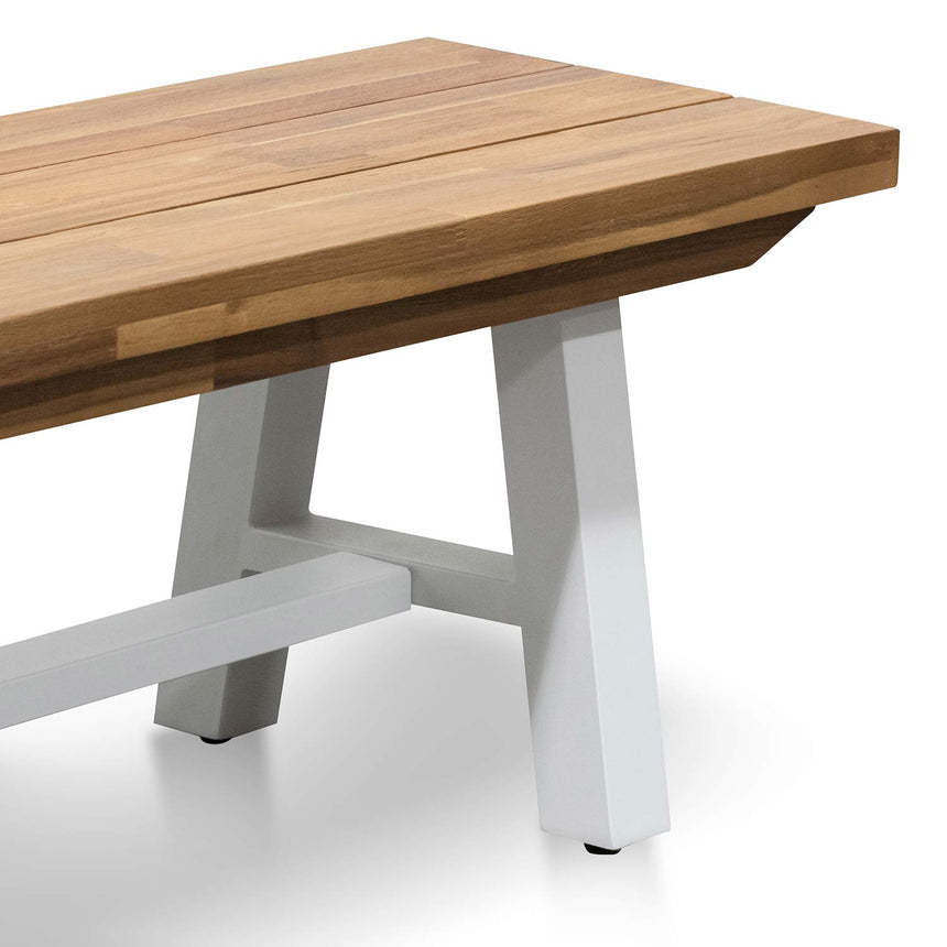 Outdoor Wooden Bench - Natural Top and White Legs - View 6