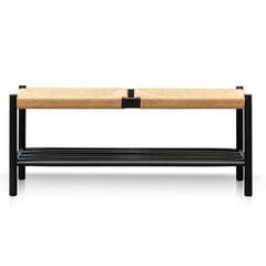CDB2975-OW 110cm Black Oak Bench - Natural Seat
