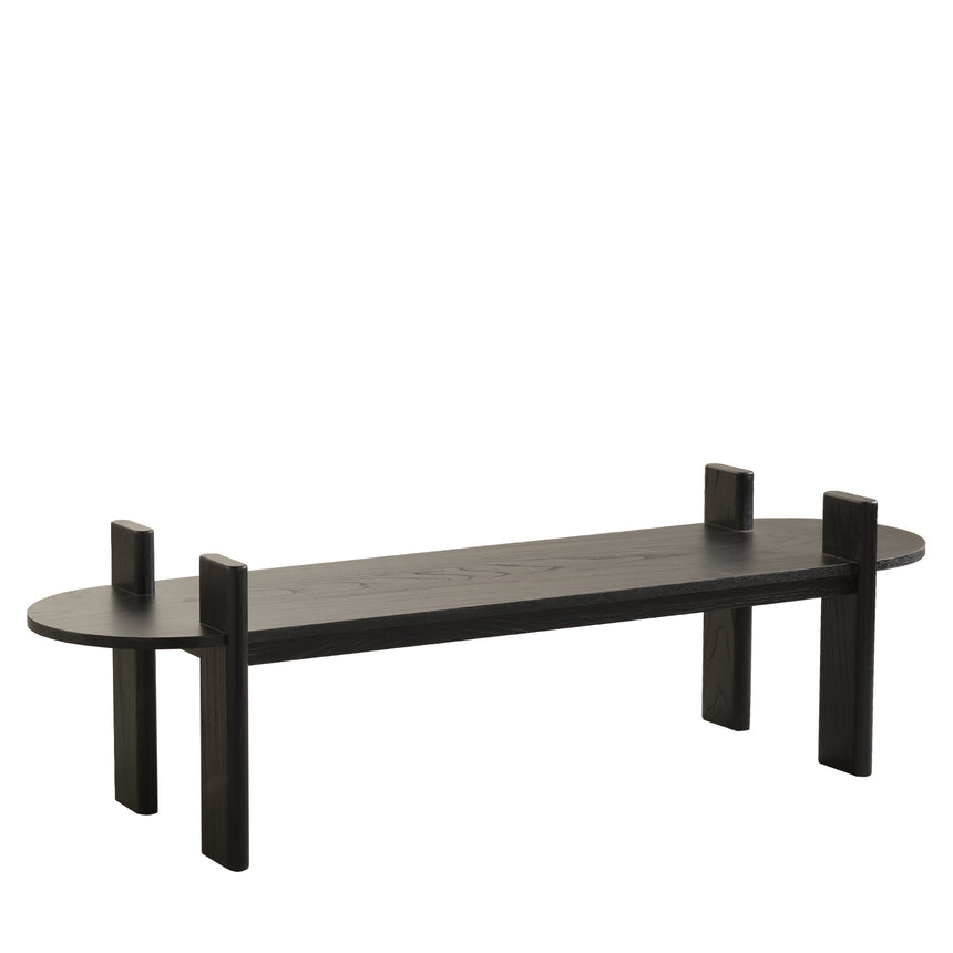 1.6m Black Elm Bench - Natural Linen - View 8