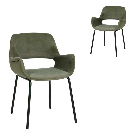 Black Dining Chair | Dark Moss Green (Set of 2) | Myka Home