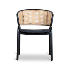 Fabric Dining Chai | Dark Grey with Rattan Back (Set of 2) | Myka Home