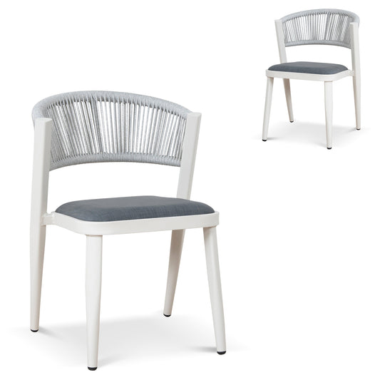 Sand White Outdoor Dining Chair | Grey (Set of 2) | Myka Home