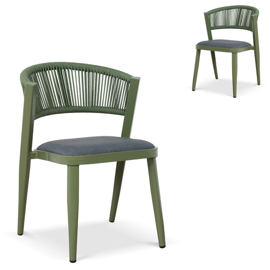 Army Green Outdoor Dining Chair | Grey (Set of 2) | Myka Home