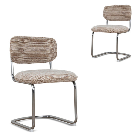 Chrome Dining Chair | Coconut Stripe (Set Of 2) | Myka Home