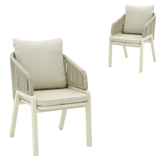 Grey Rattan Outdoor Dining Chair | Grey Cushion (Set Of 2) | Myka Home