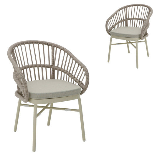 Taupe Rattan Outdoor Dining Chair | Beige Cushion (Set Of | Myka Home
